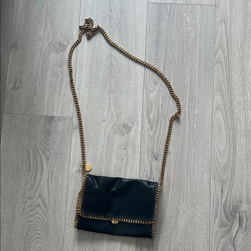 Stella McCartney Black Crossbody Bag with Chain Detail